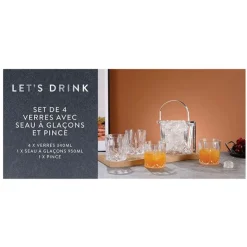 Discount LET'S DRINK 4 verres 340ml + seau a glacon