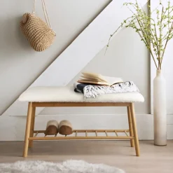 Hot NATURAL HOME Banc bambou finition sherpa