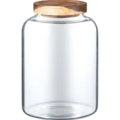 Online KITCHEN COLLECTION Bocal large verre bouchon acacia