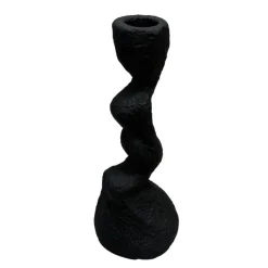 Discount JAPANDI Bougeoir torsade ciment noir