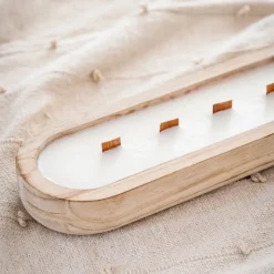 Sale NATURAL HOME Bougie ovale bois 4 meches