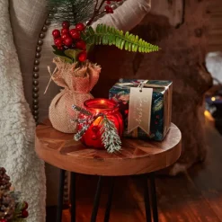 Best WOOD & BERRIES Bougie pot en verre cotele noel