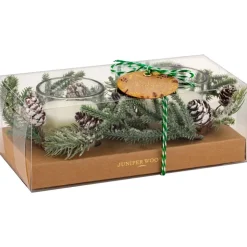 Hot WOOD & BERRIES Bougies avec couronne x2