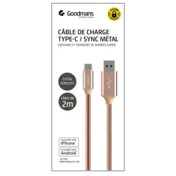 New Cable usb a to type c 2 m metal