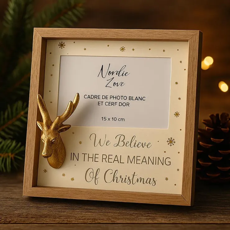 Outlet Cadre de photo blanc et cerf dor