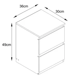 SIENNA Chevet 2 tiroirs bois clair