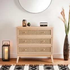 Discount URBAN PARADISE Commode 3 tiroirs cannage