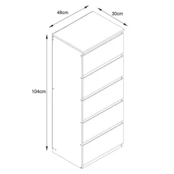 Clearance SIENNA Commode 5 tiroirs clair
