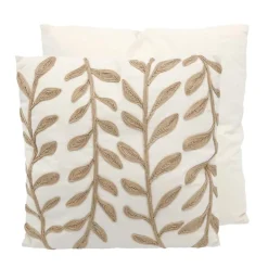 Hot HOME COLLECTION Coussin feuilles en jute 50x50cm
