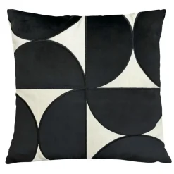 Discount JAPANDI Coussin geometrie noir avec pomp