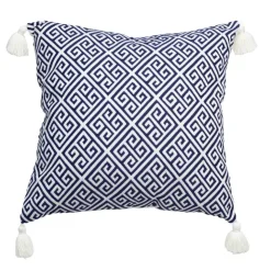 Sale HOME COLLECTION Coussin pompons motif grec 60x60