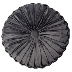 Best HOME COLLECTION Coussin rond velours gris