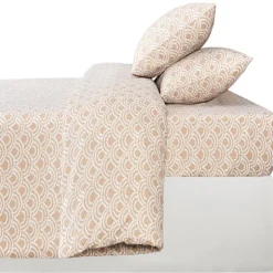 Discount SIMPLY Drap housse 160x200 imprime beig