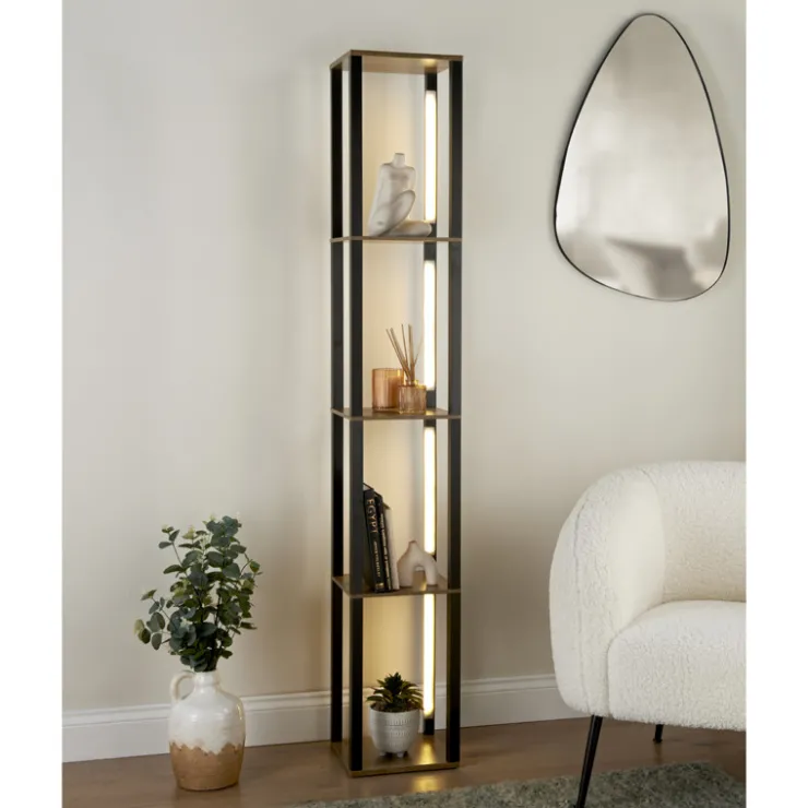 Best HOME COLLECTION Etagere lampe effet bois fonce /