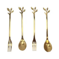 SECRET FOREST Fourchette a dessert doree x4