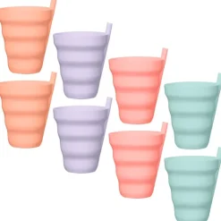 SIMPLY KIDS Gobelet+paille x8 rose/pastel