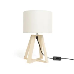 New THE LIGHTING CO Lampe pied bois creme