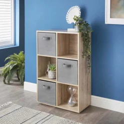 New SIMPLY Meuble 6 cubes blanc 3 panieres