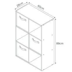 New SIMPLY Meuble 6 cubes blanc 3 panieres