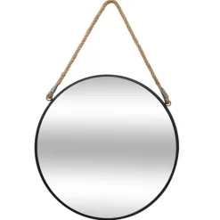 New Miroir metal rond corde noir
