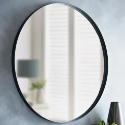 JAPANDI Miroir rond metal noir