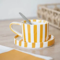 Sale SIMPLY Mug et coupelle a rayure