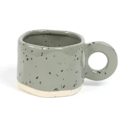 Clearance KITCHEN COLLECTION Mug irregulier blanc/gris mouche