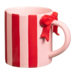Sale RAINBOW CHRISTMAS Mug rose et rouge cotele noeud
