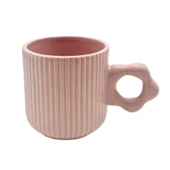 New KITCHEN COLLECTION Mug strie avec anse fleur rose