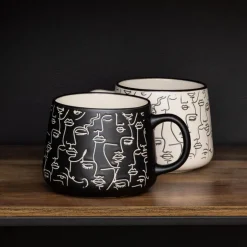 Best KITCHEN COLLECTION Mug visage noir/blanc 500ml