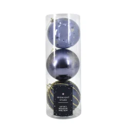 New Pack de 3 boules 15cm bleu nuit