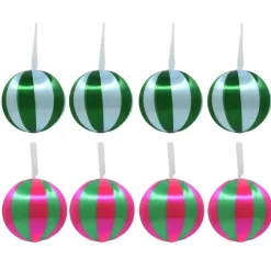 Pack de 4 boules 10cm strie rose