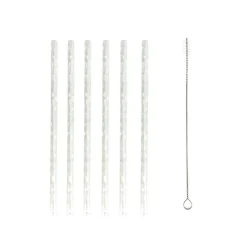 New LET'S DRINK Paille en verre x6 + nettoyeur