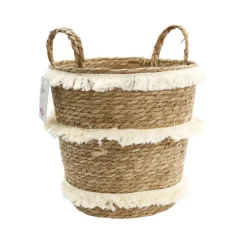 Best THE STORAGE SHOP Panier raye a franges