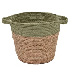 Discount THE STORAGE SHOP Panier tresse nature/vert h22cm