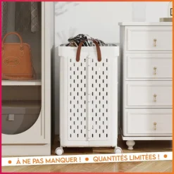 Clearance SIMPLY Paniere a linge a roulettes 67l