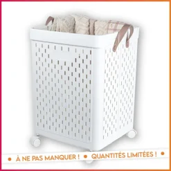 Clearance SIMPLY Paniere a linge a roulettes 67l