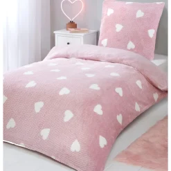 Sale SIMPLY KIDS Parure 140x200 polaire coeurs