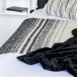 Online JAPANDI Plaid brosse noir et blanc 130x