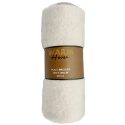 New WARM HEAVEN Plaid brosse 130x160cm beige