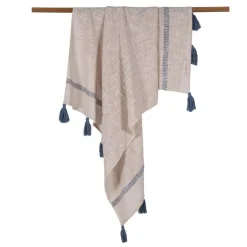 Online Plaid coton pompons 130x160cm