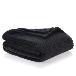 Discount HOME AND CO Plaid gaufre 150x200cm noir