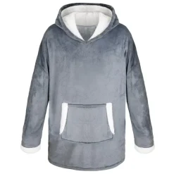 Clearance SIMPLY COSY Plaid hoodie gris