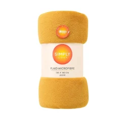 SIMPLY COSY Plaid microfibre jaune 130x180