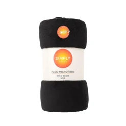 SIMPLY COSY Plaid microfibre noir 130x180