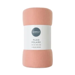 Outlet SIMPLY Plaid polaire 125x150 vieux rose