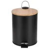 BATHROOM COLLECTION Poubelle 5l noire + bambou