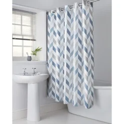 Clearance ORGANIZED BATHROOM Rideau de douche chevron
