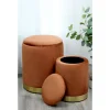 New THE STORAGE SHOP Set 2 poufs velours moka