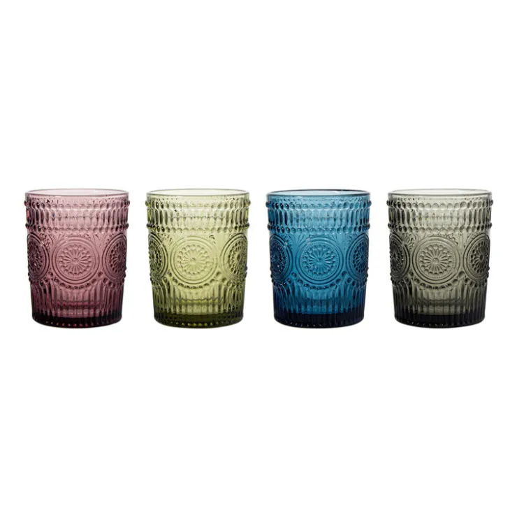 Outlet SIMPLY SUMMER Set 4 verres colores stries desi
